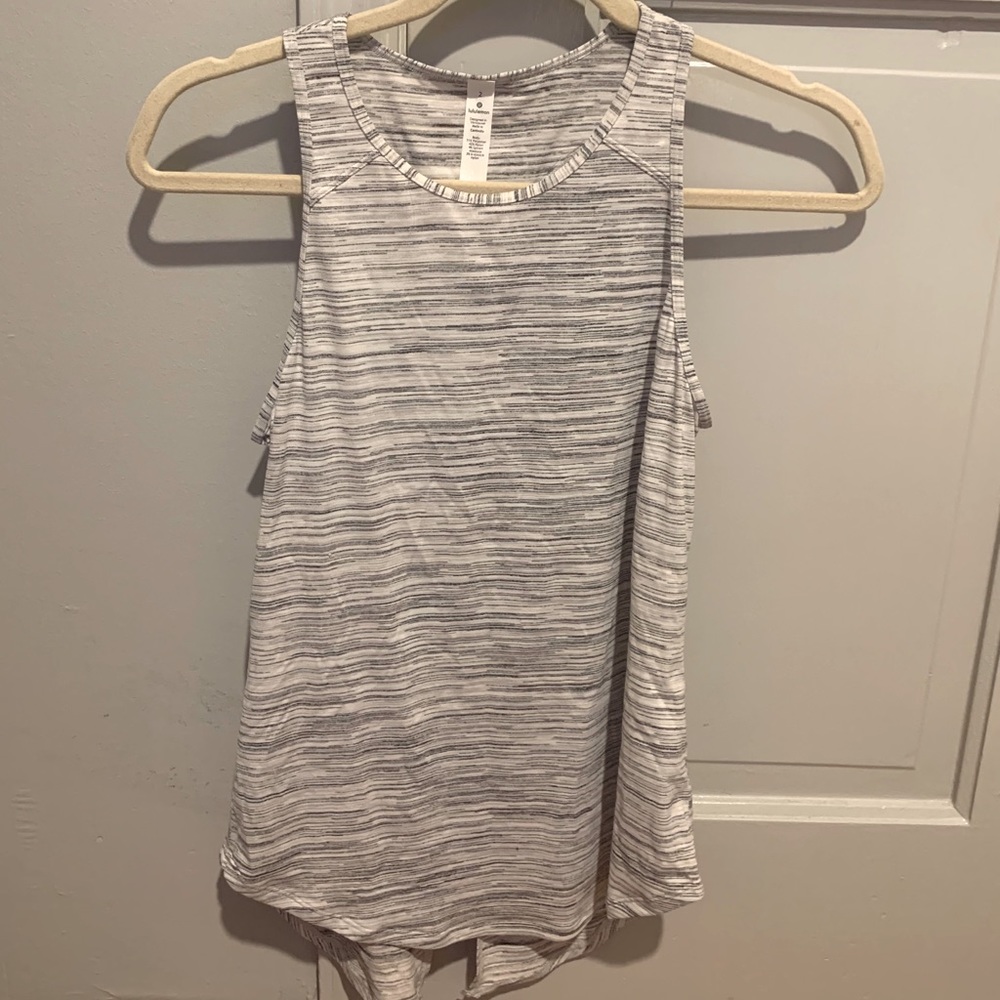 White&Grey Lululemon Open Back Tank Size 2
